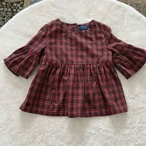 Polo Tartan bell sleeve shirt. Girls size 7. Great condition